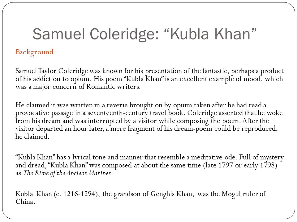 Kubla khan analysis essay